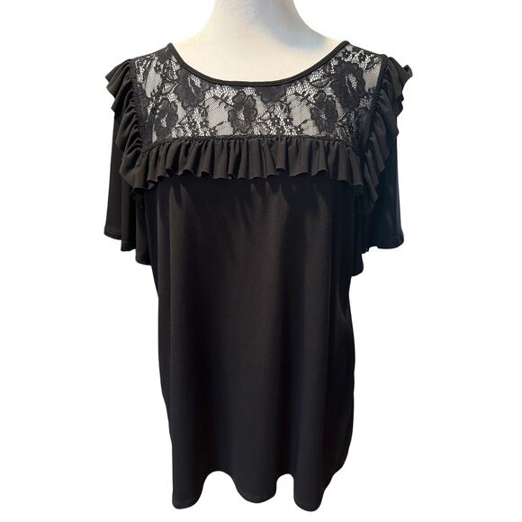 Ivanka Trump Black Lace Ruffle Blouse - Picture 2 of 4